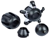 verhogingen  voor 38mm camerakop set glijders omvat: zwenkwiel, POM-glijder, kogelsteun en borgbus.